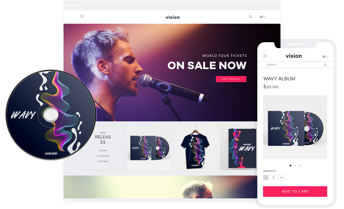 Sell band merch online with your own ecommerce store.