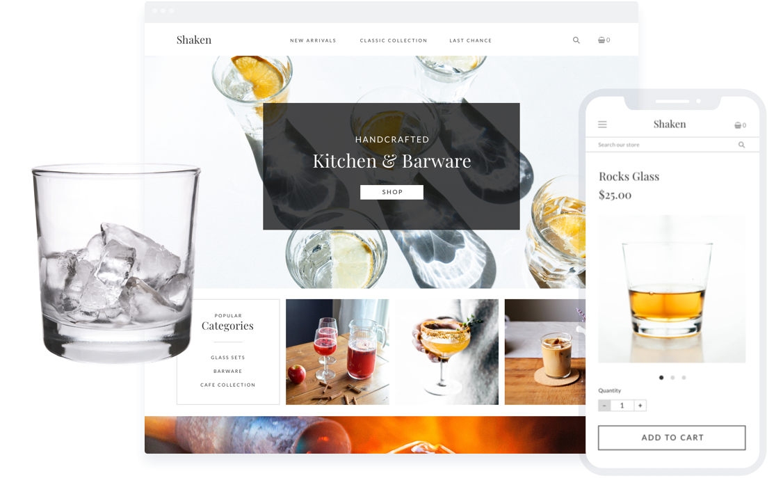 Sell glassware online with your own ecommerce store.