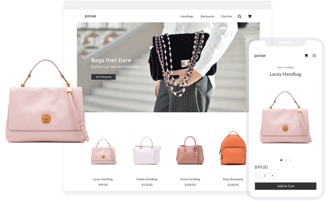 Sell handbags through an ecommerce store.